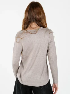 Louise Doro Pullover donna in maglia con scollo a V - sabbia
