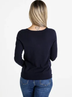 Louise Doro Pullover donna in maglia misto lana - blu scuro
