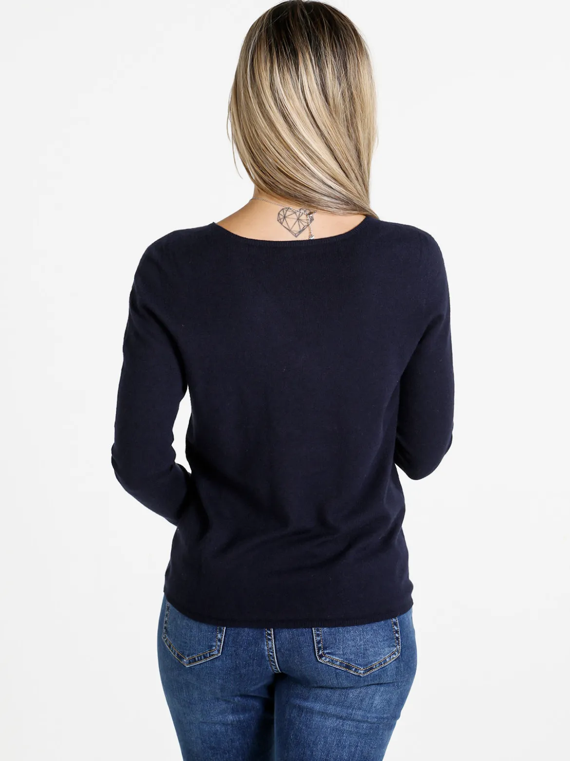 Louise Doro Pullover donna in maglia misto lana - blu scuro