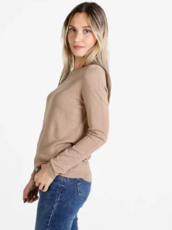Louise Doro Pullover donna in maglia misto lana - taupe