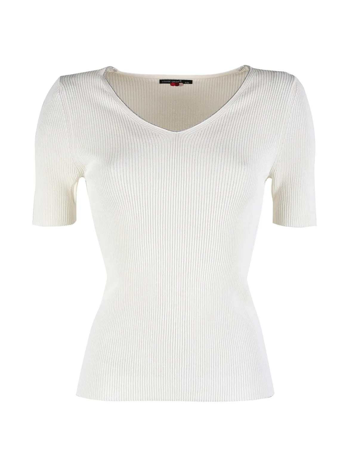 Louise Orop T-shirt donna a costine con scollo in lurex