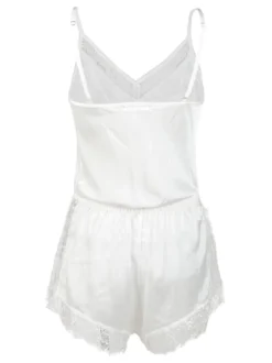 Lovelx Pigiama tuta donna effetto raso con pizzo