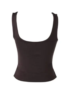 Lovery Top donna cropped con scollo a cuore e ricami - moro