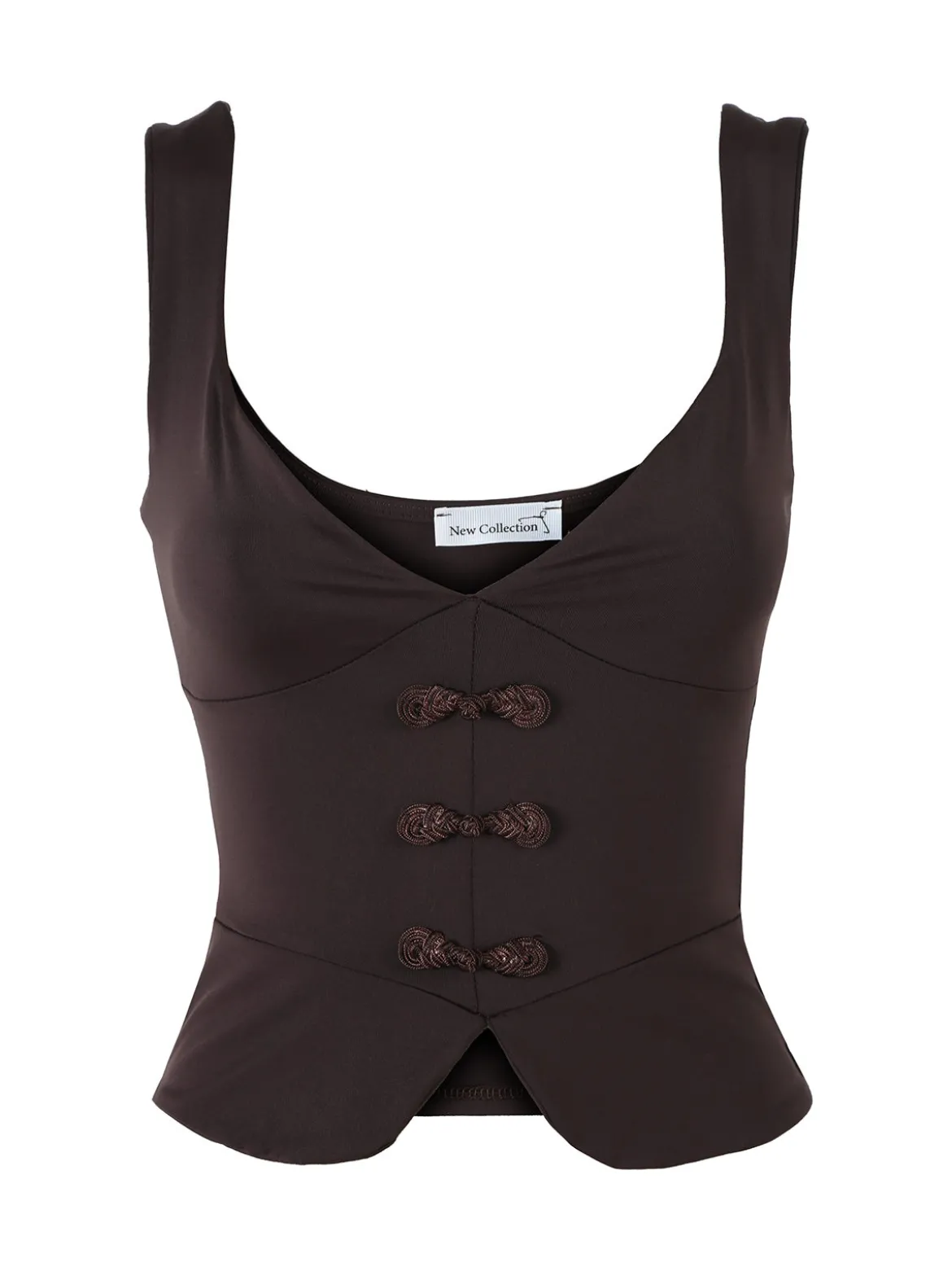 Lovery Top donna cropped con scollo a cuore e ricami - moro