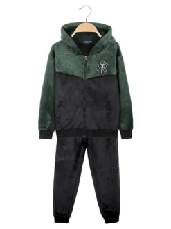 Luca Kids Completo 2 pezzi da bambino in ciniglia con cappuccio e zip