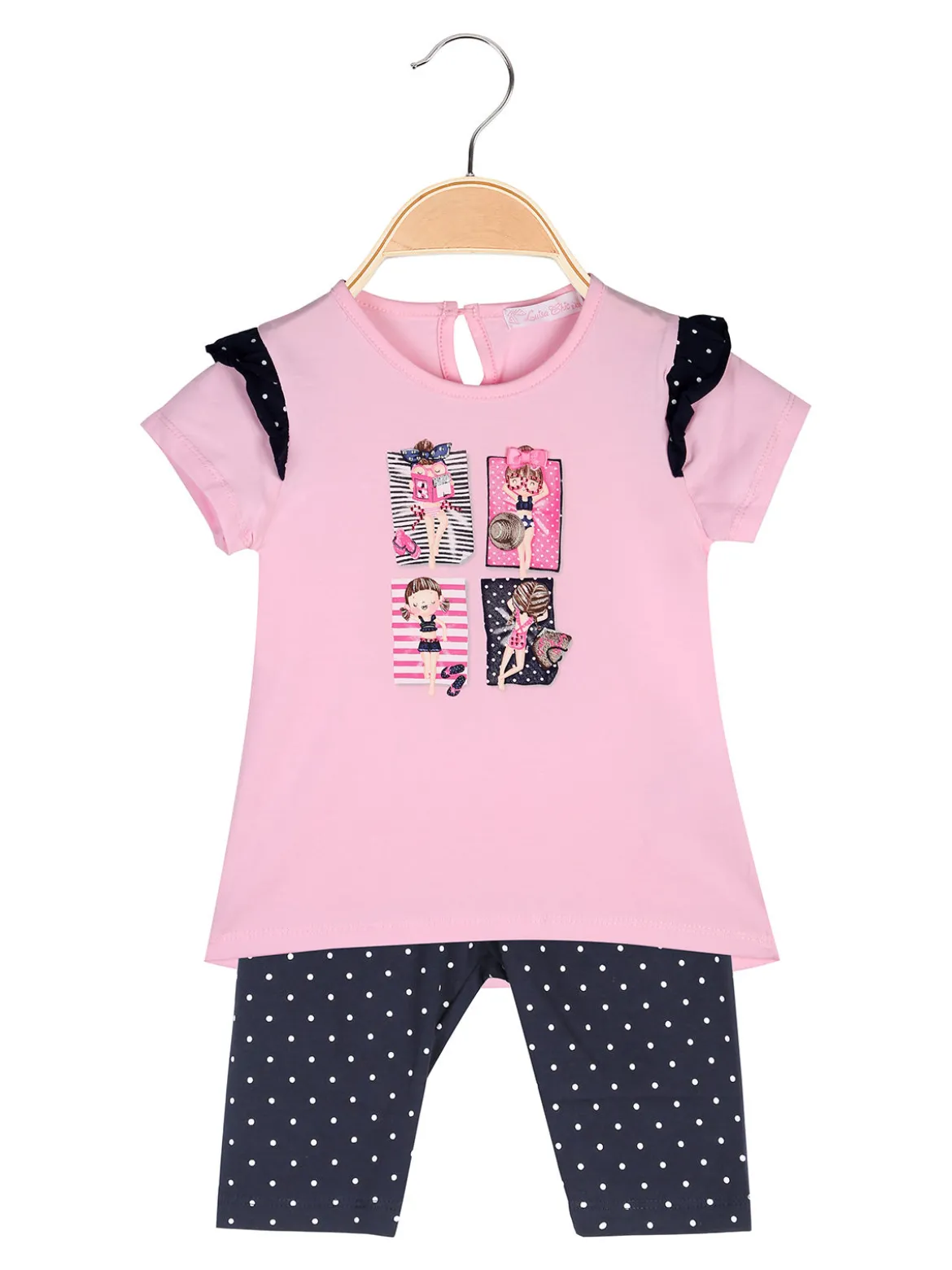 Luisa Chic Completo corto da neonata con t-shirt e leggings a pois