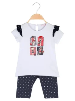 Luisa Chic Completo corto da neonata con t-shirt e leggings a pois