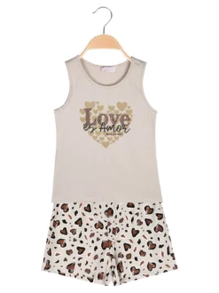 Luisa Chic Completo corto da ragazza cuori con canotta e shorts