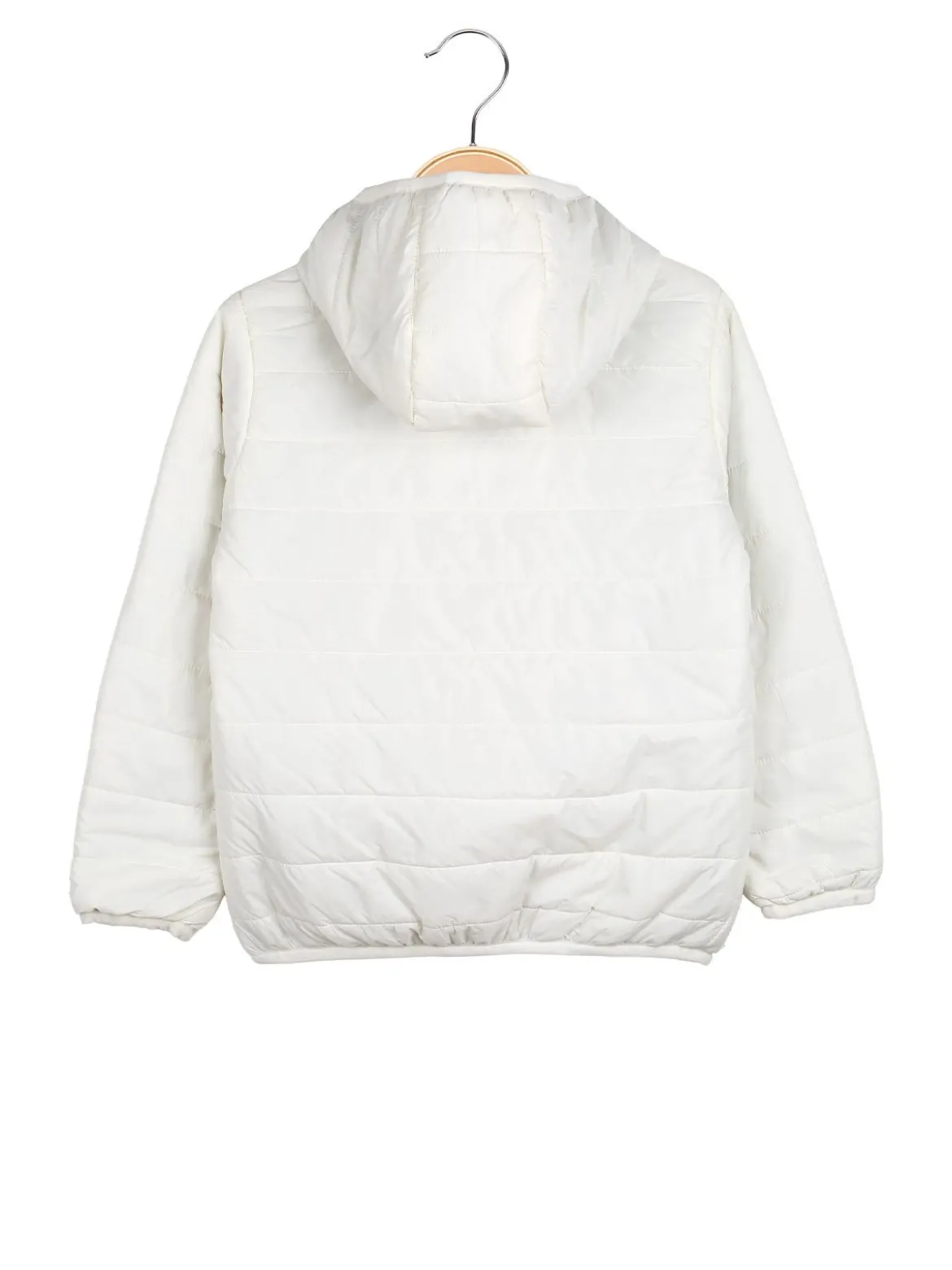 Luisa Chic Giubbino 100 grammi da bambina reversibile con cappuccio e zip - bianco