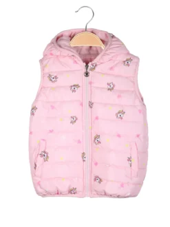 Luisa Chic Giubbino smanicato da bambina con cappuccio e zip - rosa