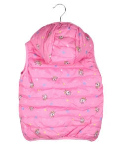 Luisa Chic Giubbino smanicato da bambina con cappuccio e zip - fucsia