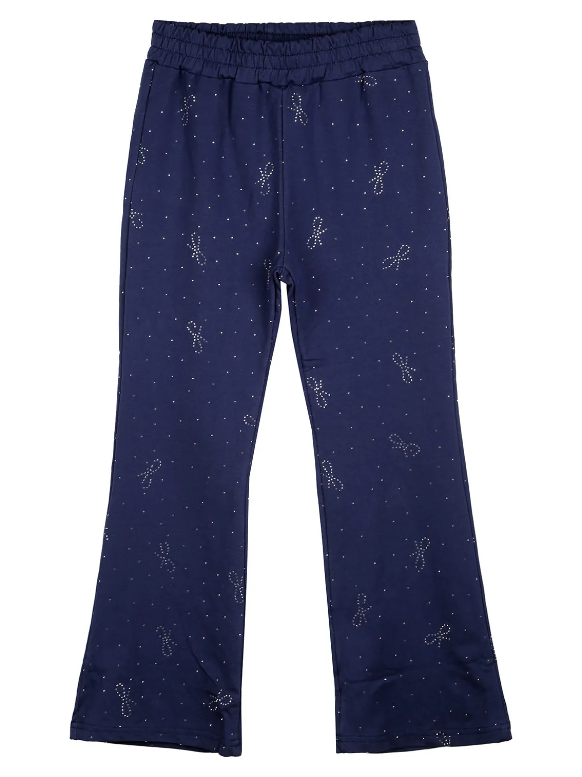 Luisa Chic Pantaloni da bambina a zampa con strass - blu