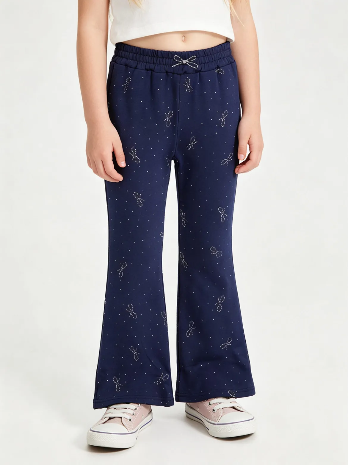 Luisa Chic Pantaloni da bambina a zampa con strass - blu
