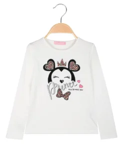 Luisa Chic T-shirt da bambina a maniche lunghe con stampa - bianco