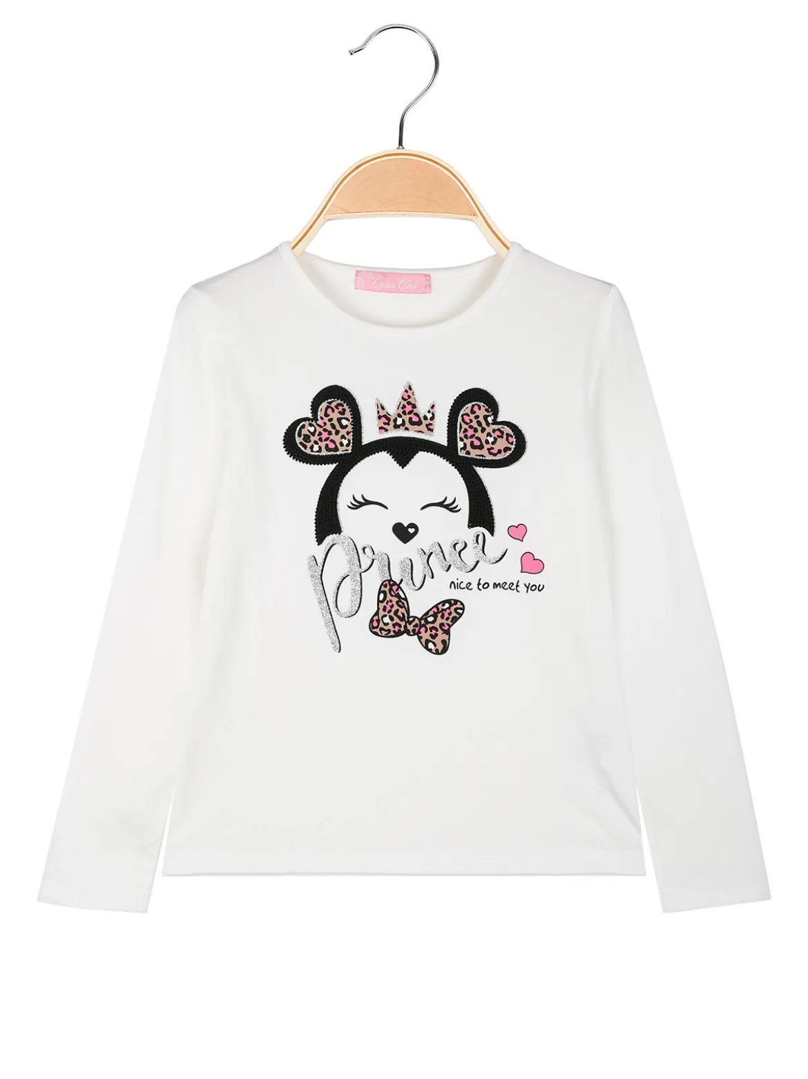 Luisa Chic T-shirt da bambina a maniche lunghe con stampa - bianco