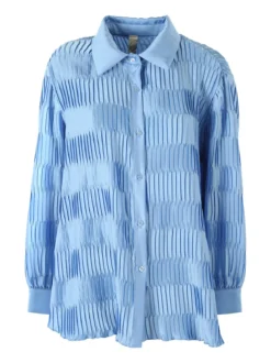 Luxesize Camicia plissettata da donna con maniche lunghe a palloncino - nero
