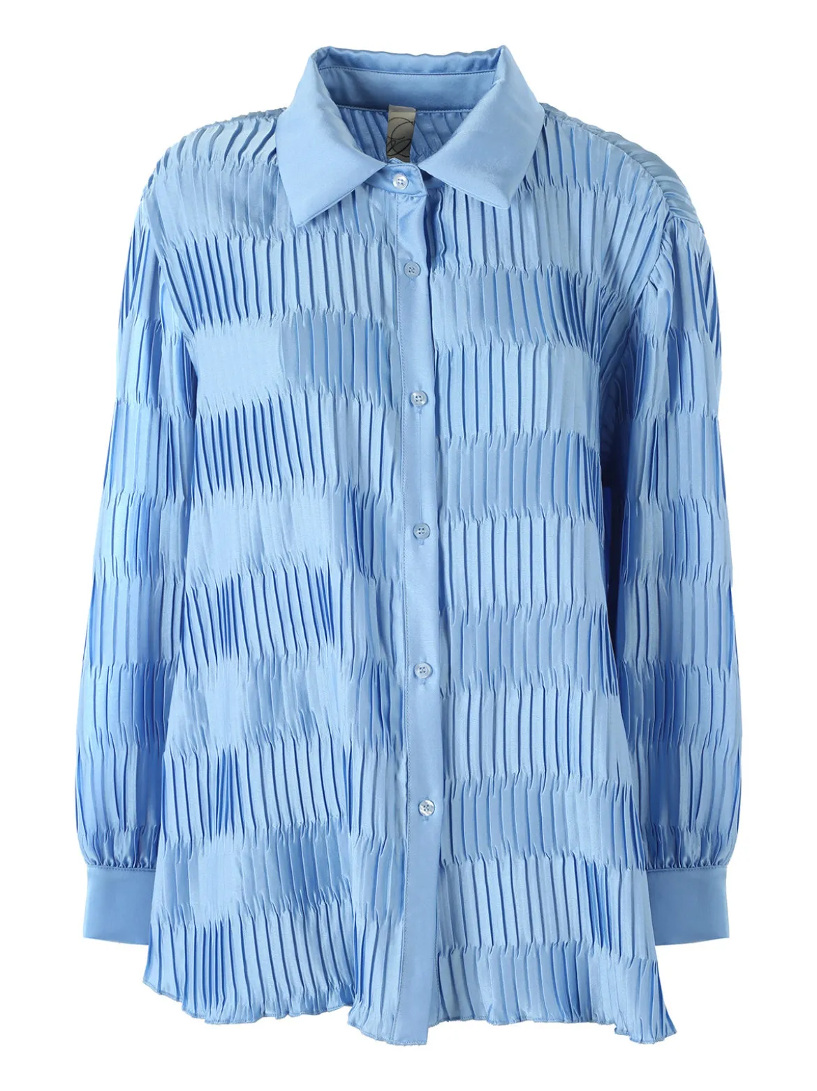 Luxesize Camicia plissettata da donna con maniche lunghe a palloncino - nero
