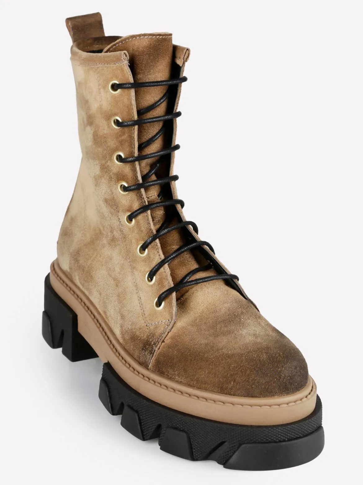 Made In Italy Anfibi in pelle scamosciata donna con tacco e plateau