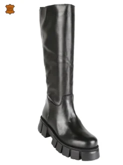 Made In Italy - Dolce Moda Stivali in pelle da donna con suola carrarmato