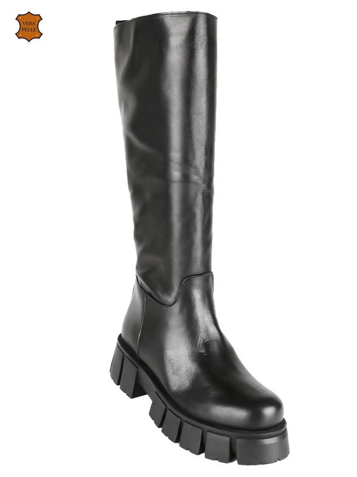 Made In Italy - Dolce Moda Stivali in pelle da donna con suola carrarmato