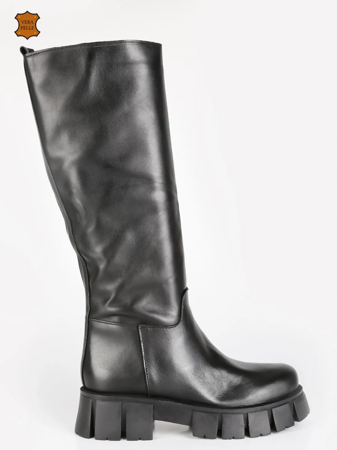 Made In Italy - Dolce Moda Stivali in pelle da donna con suola carrarmato