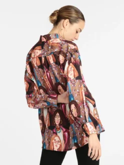 Made In Italy Maxi camicia da donna con stampe