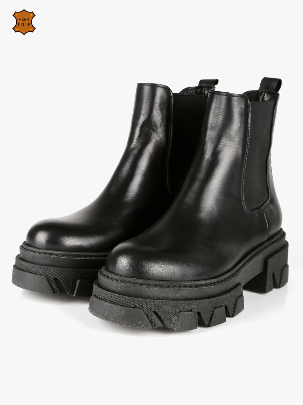 Made In Italy Stivaletti in pelle donna con tacco e plateau