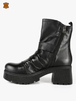 Made In Italy Stivaletti in pelle donna con tacco e plateau
