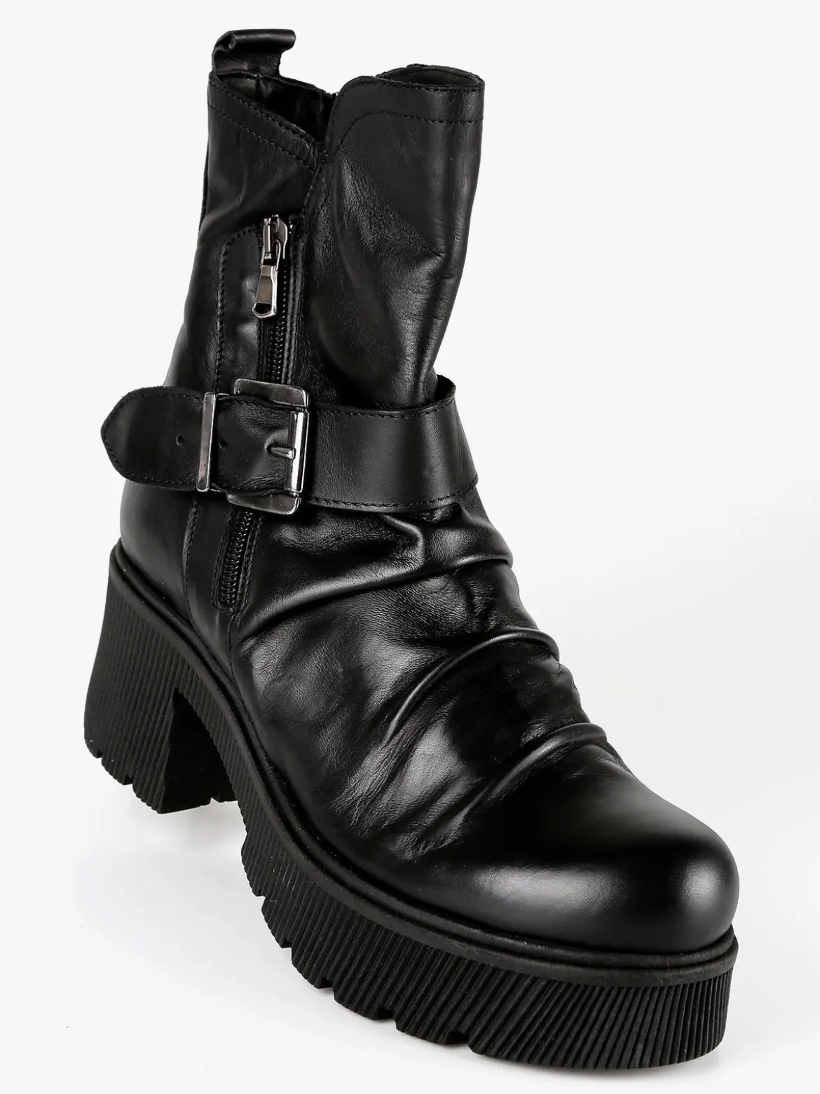 Made In Italy Stivaletti in pelle donna con tacco e plateau