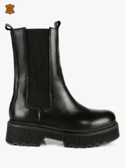 Made In Italy Stivaletti in pelle donna con tacco e plateau