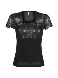 Magic Dream Maglia intima da donna a maniche corte con pizzo