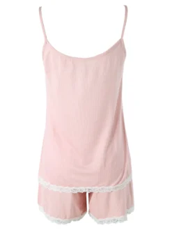 Magic Dream Pigiama corto da donna in fibre di bambù con pizzo - rosa