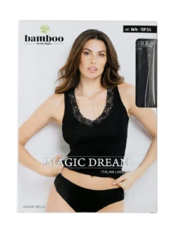 Magic Dream Top donna con scollo a V in pizzo - nero