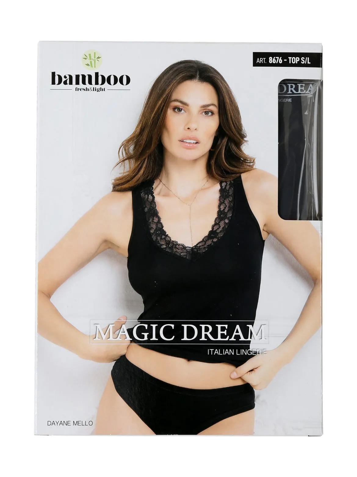Magic Dream Top donna con scollo a V in pizzo - nero