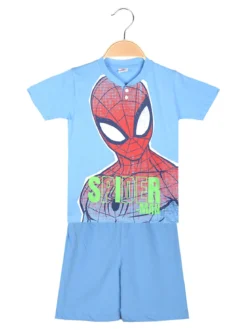 Marvel Spider-Man Pigiama corto da bambino in cotone con stampe - azzurro