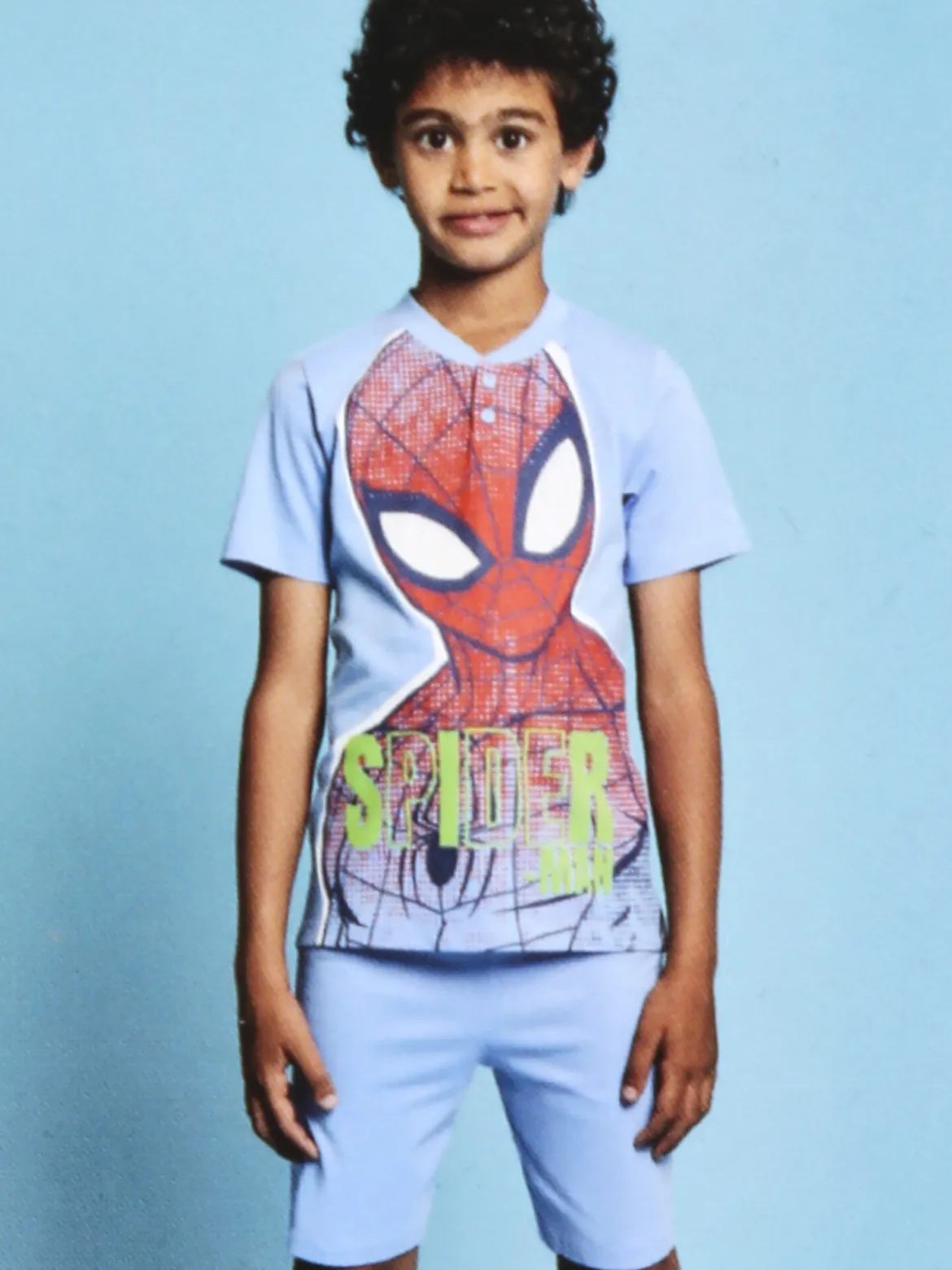 Marvel Spider-Man Pigiama corto da bambino in cotone con stampe - azzurro