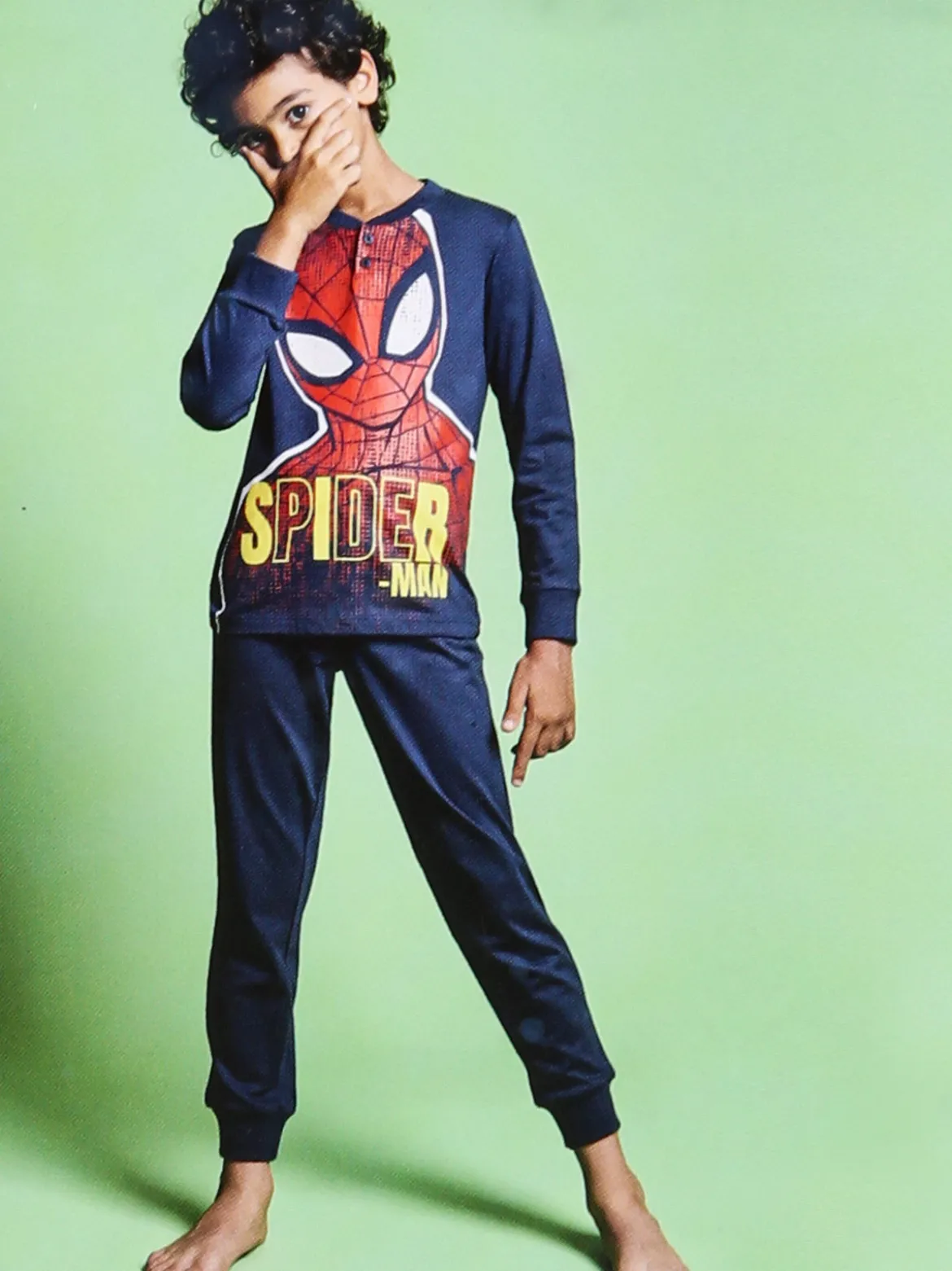 Marvel Spider-Man Pigiama lungo da bambino in cotone con stampa - blu scuro