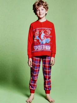 Marvel Spider-Man Pigiama natalizio da bambino in cotone - rosso