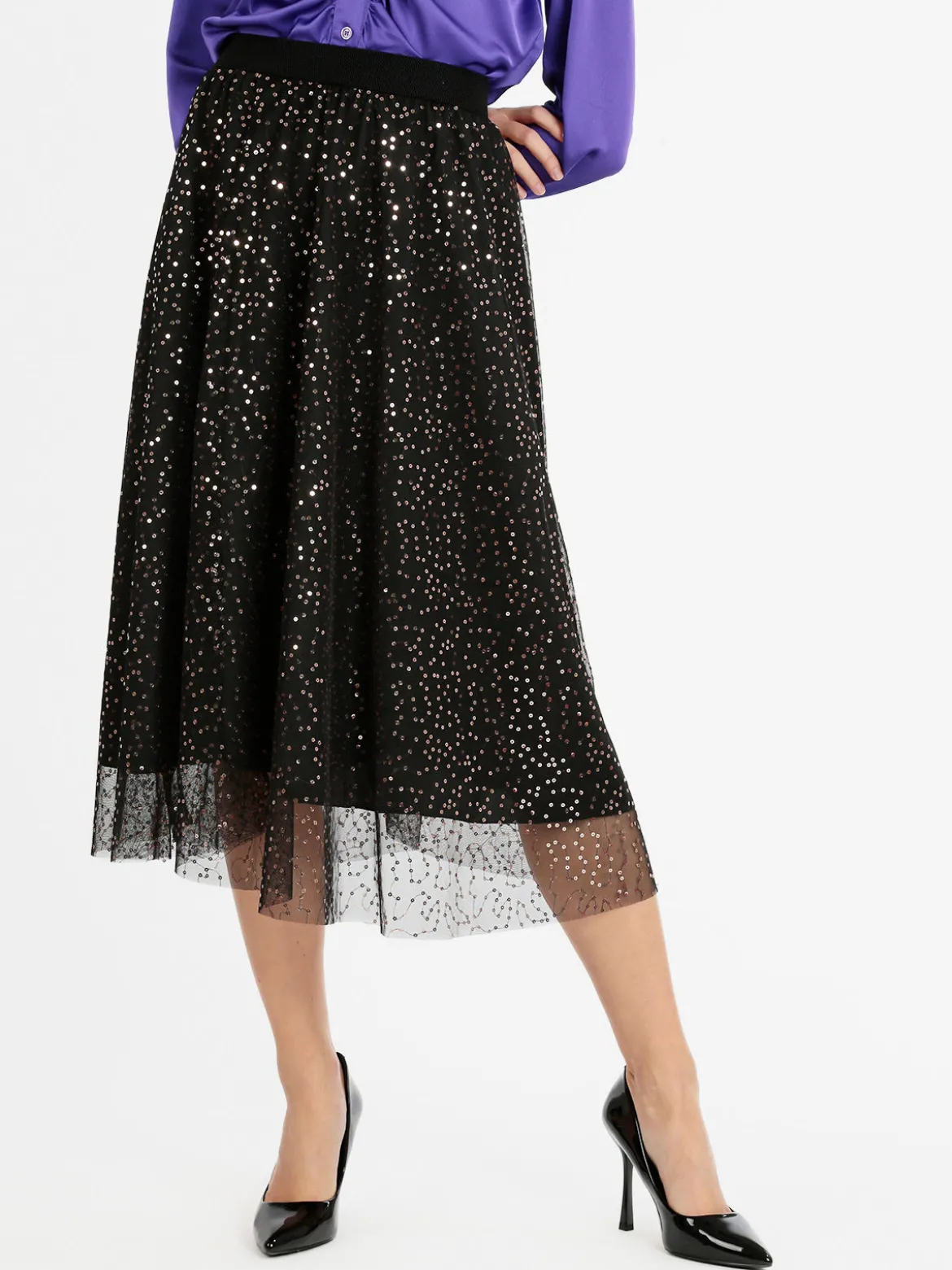 Max Chic Gonna con tulle e paillettes