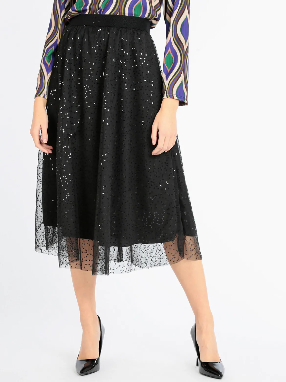 Max Chic Gonna con tulle e paillettes