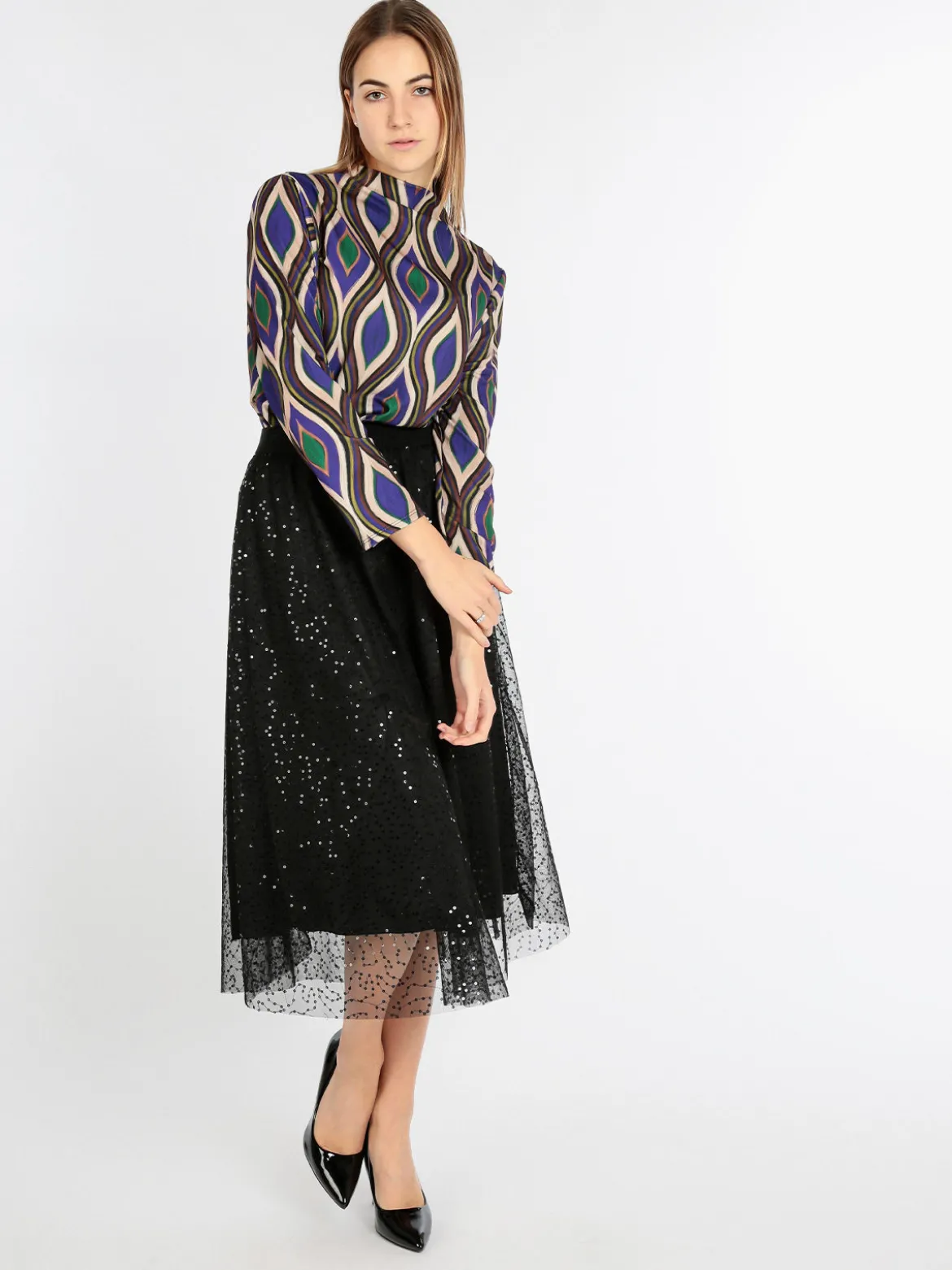 Max Chic Gonna con tulle e paillettes