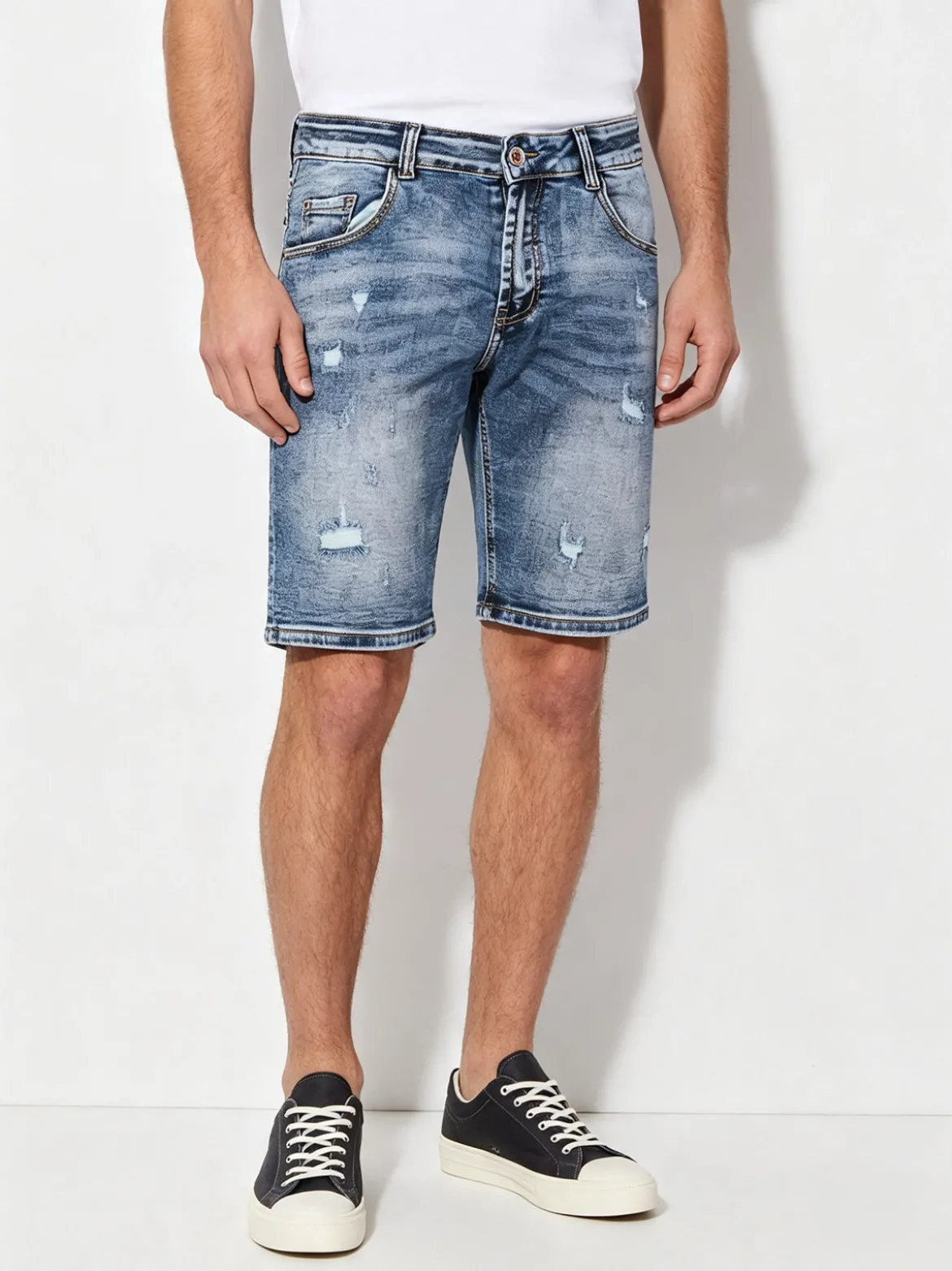 Max & Liu Bermuda in jeans da uomo con strappi