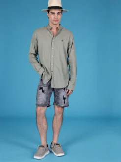 Max & Liu Bermuda nero in jeans da uomo con strappi
