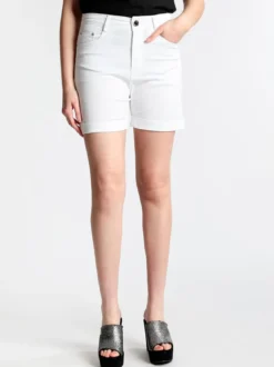 Max & Liu Pantaloncini a vita alta in cotone con risvolti