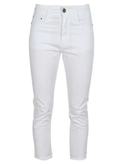 Max & Liu Pantaloni capri donna in cotone con piccolo spacco e strass sul finale