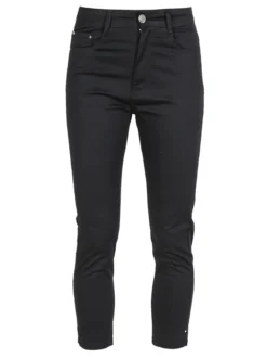 Max & Liu Pantaloni capri donna in cotone con piccolo spacco e strass sul finale