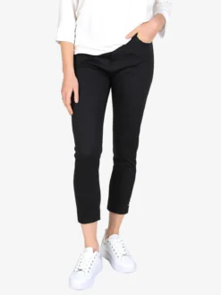 Max & Liu Pantaloni capri donna in cotone con piccolo spacco e strass sul finale