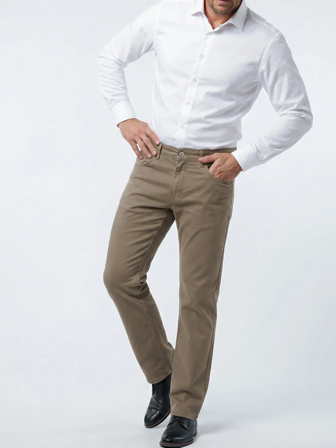 Max & Liu Pantaloni casual da uomo in cotone taglie grandi - marrone