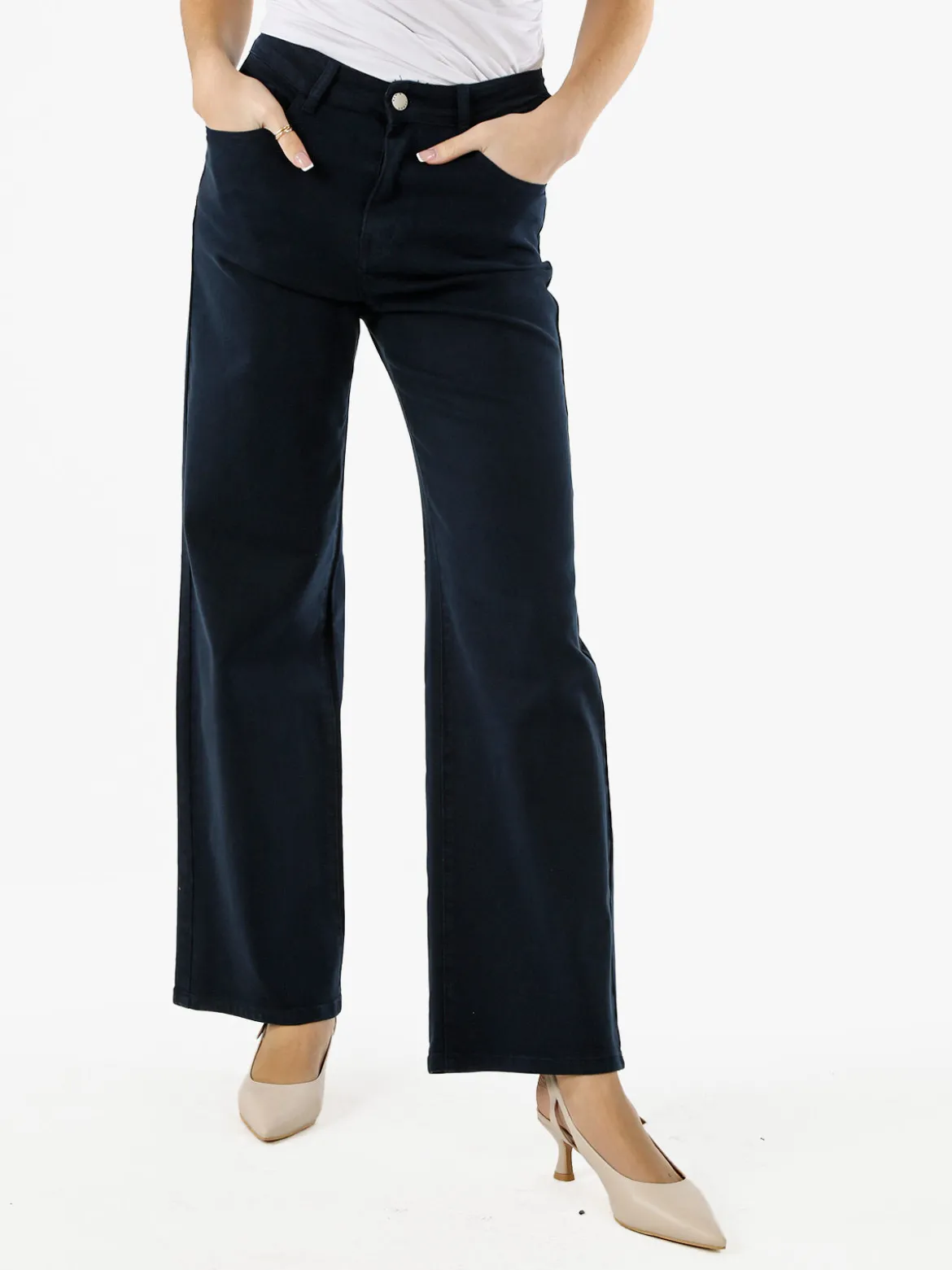 Max & Liu Pantaloni donna jeans a gamba larga - blu scuro