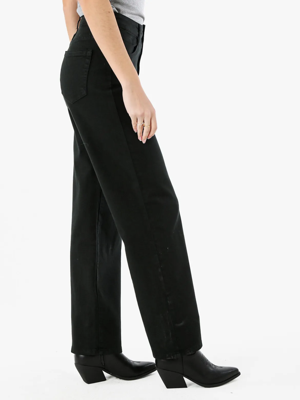 Max & Liu Pantaloni donna jeans a gamba larga - nero